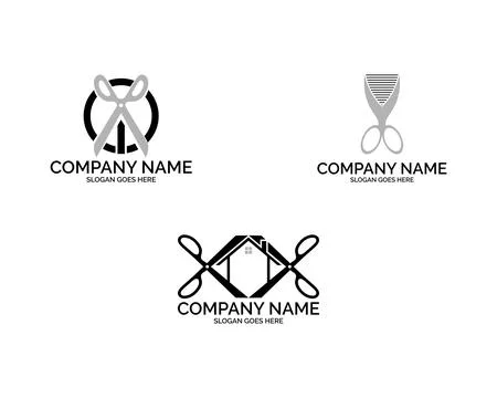 Set of Barber shop logo design vector Stock Illustration