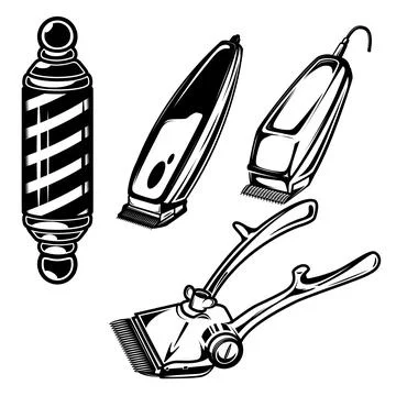 Set of barber tools isolated on white background. Design elements for logo,.. 스톡 일러스트
