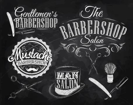 Set Barbershop chalk Stock Illustration