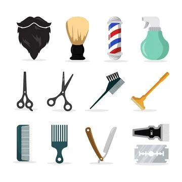 Set of barbershop tools element vector illustration 库存插图