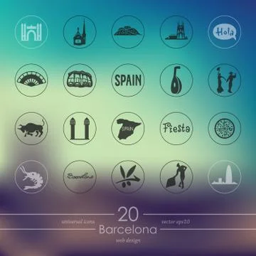Set of Barcelona icons Stock Illustration