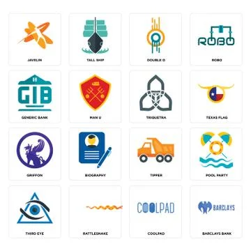 Set of barclays bank, coolpad, third eye, tipper, griffon, triquetra, generic Free Stock Illustration