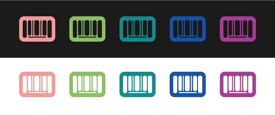 Set Barcode icon isolated on black and white background. Vector Stock Illustration