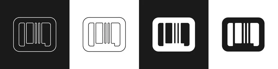 Set Barcode icon isolated on black and white background. Vector Stock Illustration
