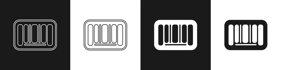 Set Barcode icon isolated on black and white background.  Vector Stock Illustration