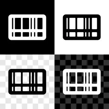 Set Barcode icon isolated on black and white, transparent background. Vector Stock Illustration