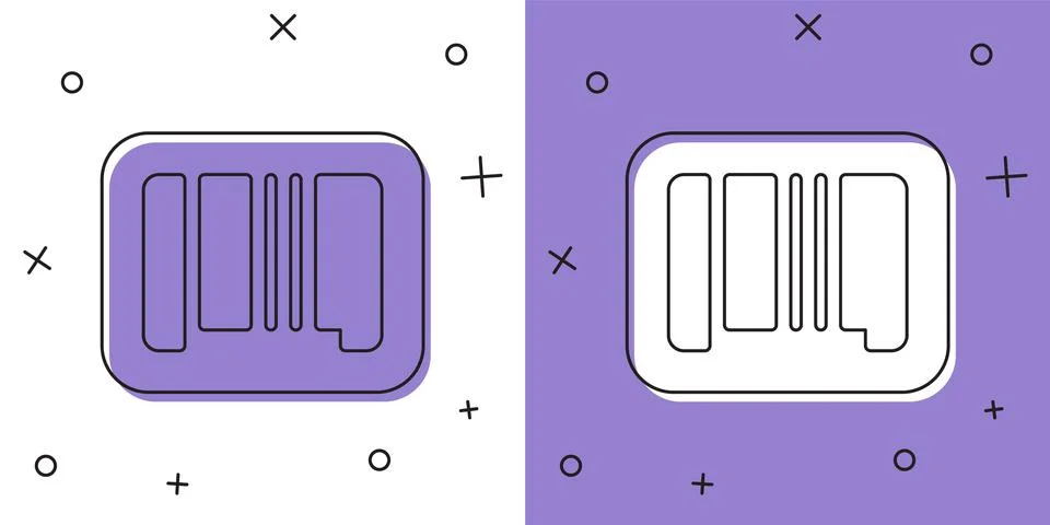Set Barcode icon isolated on white and purple background. Vector Stock Illustration