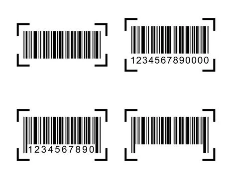 Set of Barcode vector icon. Bar code for web flat design. scanner illustratio Illustrazione stock