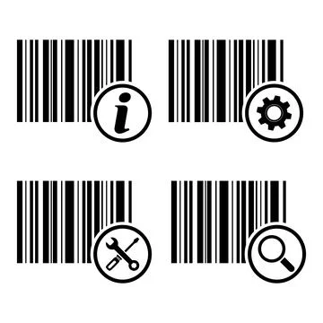 Set of Barcode vector icon. Bar code for web flat design. scanner illustratio Illustrazione stock