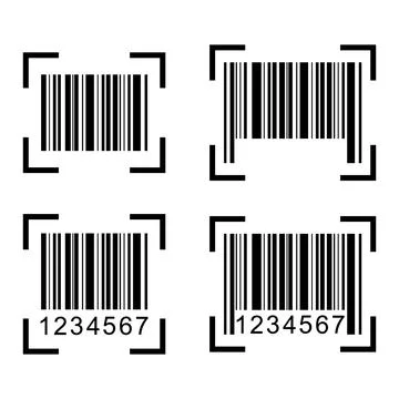Set of Barcode vector icon. Bar code for web flat design. scanner illustratio Illustrazione stock