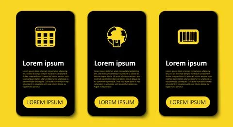 Set Barcode, Worldwide shipping and Online shopping on screen. Business Illustration