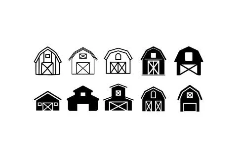 Set of barn icons in various designs. Vector illustration design. Stock Illustration