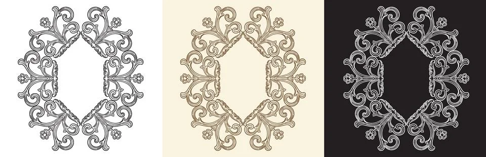 Set of baroque scroll hand drawing design element illustration Stockillustratie