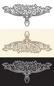 Set of baroque scroll hand drawn design element illustration イラスト素材