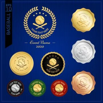 Set of baseball badge label or emblem for sport competition event Stock Illustration