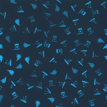 Set Baseball bat with ball, , Flag baseball and Whistle on seamless pattern Stock Illustration