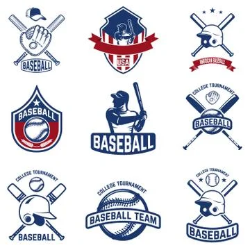 Set of baseball emblems. Baseball tournament. Design elements for logo, label Illustrazione stock