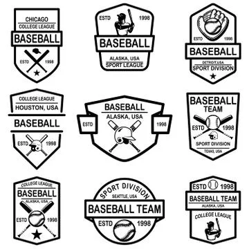 Set of baseball emblems. Design element for logo, label, sign, poster, t shir Stock Illustration