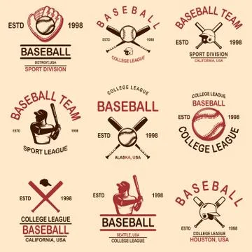 Set of baseball emblems. Design element for logo, label, sign, poster, t shir Stock Illustration