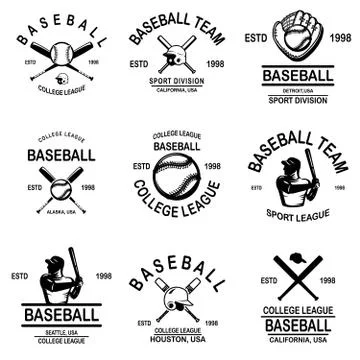 Set of baseball emblems. Design element for logo, label, sign, poster, t shir Stock Illustration