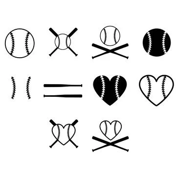 Set of baseball icon on white background. baseball stitches sign. two crossed 스톡 일러스트