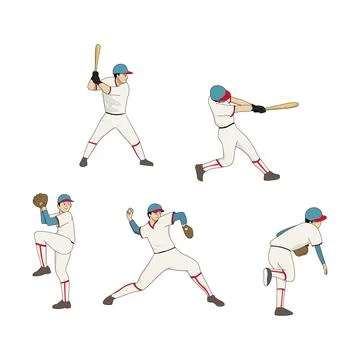 Set of baseball player vector illustration Stock Illustration