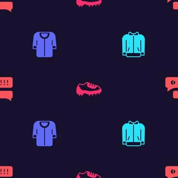 Set Baseball t-shirt, , boot and Speech bubble chat baseball on seamless pattern Stock Illustration