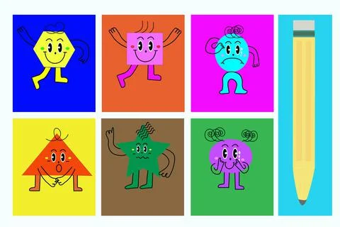 Set of basic geometric figures Demonstration of pre-school preparation. Stock Illustration