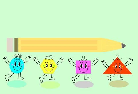 Set of basic geometric figures Show bright emotions, various shapes. Illustrazione stock
