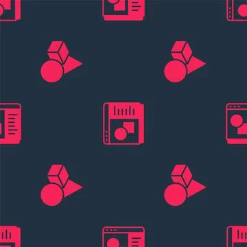 Set Basic geometric shapes and 3D printer software on seamless pattern. Vecto Stock Illustration
