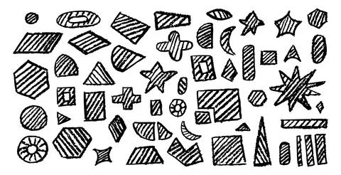 Set of basic geometric shapes. Circle, square, rectangle, triangle and other Stock Illustration