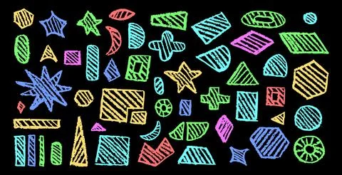 Set of basic geometric shapes. Circle, square, rectangle, triangle and other 스톡 일러스트