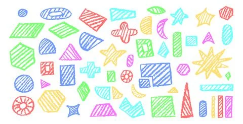 Set of basic geometric shapes. Circle, square, rectangle, triangle and other Stock Illustration