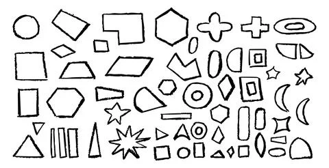 Set of basic geometric shapes. Circle, square, rectangle, triangle and other Stock Illustration
