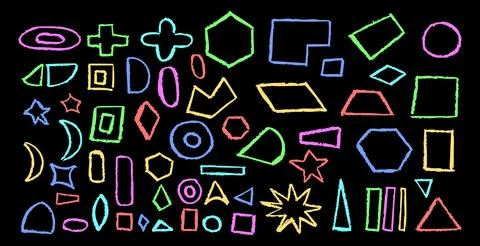 Set of basic geometric shapes. Circle, square, rectangle, triangle and other 스톡 일러스트