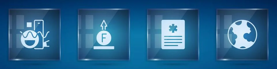 Set Basic geometric shapes, Force of physic formula, Patient record and Earth Illustrazione stock