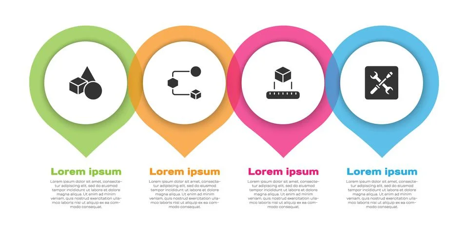 Set Basic geometric shapes, Isometric cube, and 3D printer setting. Business Illustrazione stock