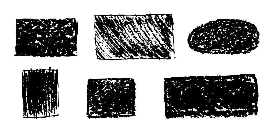 Set of basic geometric shapes. Oval, square, rectangle drawn with charcoal 스톡 일러스트