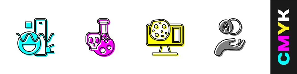 Set Basic geometric shapes, Test tube with toxic liquid, Genetic engineering and Stock Illustration