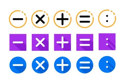 Set of basic math symbols, useful for educational or mathematical projects 스톡 일러스트