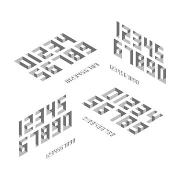 Set of basic numbers in isometric style. Stock Illustration