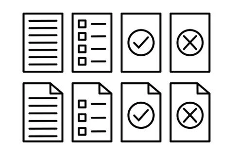 Set of basic report paper or document icon on white background (Vector illust Stockillustratie
