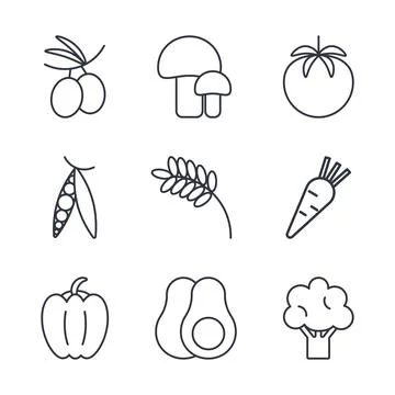 Set of basic vegetables icons isolated イラスト素材