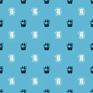 Set Basin with soap suds and Cleaning service for window on seamless pattern イラスト素材
