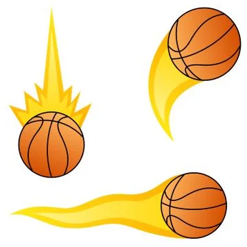 Set of basketball in different flame styles Stock Illustration