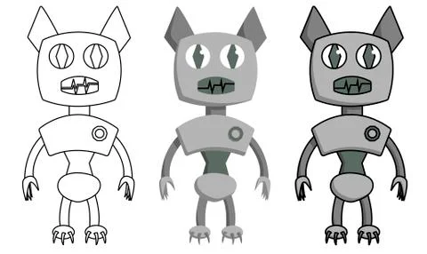 Set of bat shape robot. Isolated cartoon vector illustration Illustrazione stock