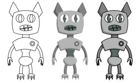 Set of bat shape robot. Isolated cartoon illustration Stock Illustration