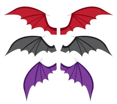 Set Bat wings in color in flat style Stock Illustration