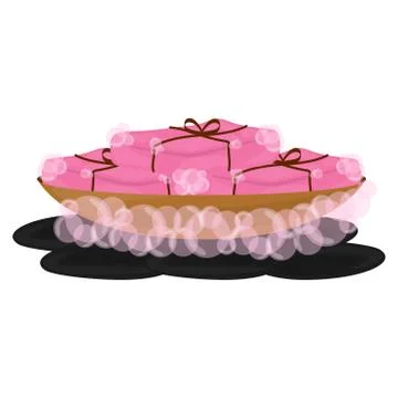Set of bath sponges on a rocks with bubbles Illustrazione stock