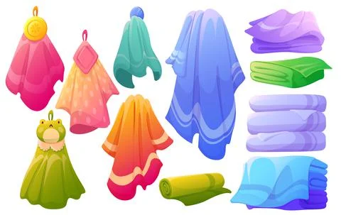 Set of bath towels, kitchen textile for shower Illustrazione stock